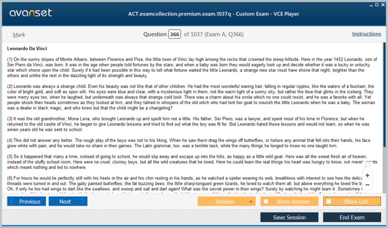 ACT Test Premium VCE Screenshot #2